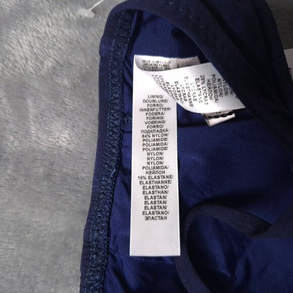 Nanette Lepore Swim XS Navy Crochet Trim Halter Bikini Top Adjustable Back Ties - Picture 5 of 5